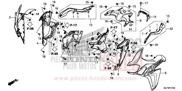 CARENAGE MILIEU de Africa Twin CANDY PROMINENCE RED (R342) 2017